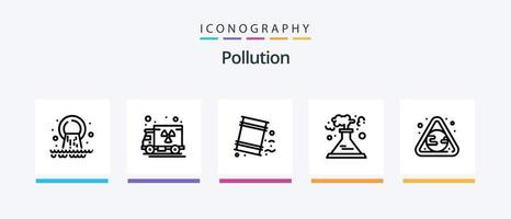 Verschmutzungslinie 5 Icon Pack inklusive Verschmutzung. Umgebung. Lunge. Welt. radioaktiv. kreatives Symboldesign vektor