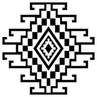 ethnisches geometrisches Motiv. aztekischer Kelim geometrisches quadratisches Diamant-Stammesmotiv für Dekorationselement, schwarz-weißer, farblich isolierter Hintergrund. vektor