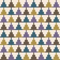 abstrakt geometrisk färgrik mönster. små geometrisk färgrik fyrkant triangel pixel stil sömlös mönster på vit grädde bakgrund. använda sig av för tyg, textil, omslag, Hem dekoration element. vektor