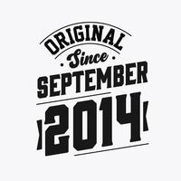 född i september 2014 retro årgång födelsedag, original- eftersom september 2014 vektor