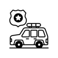 Polizeiauto-Vektor-Glyphen-Symbol-Stil-Illustration. eps 10-Datei vektor