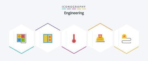 Engineering 25 Flat Icon Pack inklusive Klebeband. Messung. Temperatur. Konstruktion. Konstruktion vektor