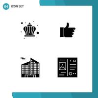 Stock Vector Icon Pack mit 4 Zeilen Zeichen und Symbolen für Corona Business Day Voting Letter editierbare Vektordesign-Elemente