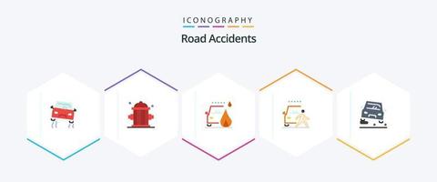Verkehrsunfälle 25 Flat Icon Pack inklusive Überholen. Fußgänger. Unfall. Achtung. und vektor