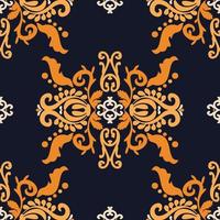 vintage dekorative verzierung. nahtloses muster des damastvektors. blau, orange farbe. Vektorgrafik-Vintage-Muster. für Stoffe, Fliesen, Tapeten oder Verpackungen. vektor