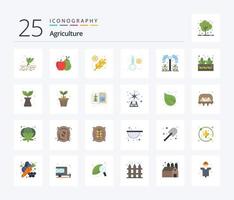 lantbruk 25 platt Färg ikon packa Inklusive växt. odlare. jordbruk. lantbruk. temperatur vektor