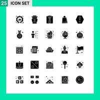 25 solide Glyphenpackung der Benutzeroberfläche mit modernen Zeichen und Symbolen von bearbeitbaren Vektordesign-Elementen vektor