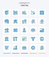 Creative Labor Day 25 Blue Icon Pack wie Fix. Werkzeug. Messung. Hand. Werkzeug vektor