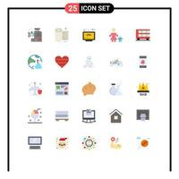 Stock Vector Icon Pack mit 25 Linienzeichen und Symbolen für Mutter-Kind-Online-Familien-Website editierbare Vektordesign-Elemente