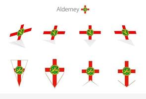 Alderney-Nationalflaggensammlung, acht Versionen von Alderney-Vektorflaggen. vektor