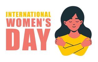 internationell kvinnor dag begrepp affisch. omfamning rättvisa kvinna illustration bakgrund. vektor