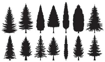 Sammlung von Kiefernsilhouetten. verschiedene formen von tannenbaumsilhouetten vektor