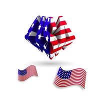 gewellte amerikanische Flagge und Text. 3D-Vektor-Illustration vektor