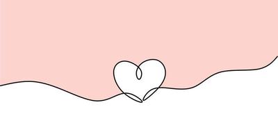 ett linje teckning hjärta kärlek. romantisk hand dra med rosa Färg vektor
