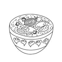 vektor traditionelle shorpa suppenillustration. handgezeichnete usbekische küchensuppe