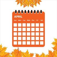 april månad kalender vektor
