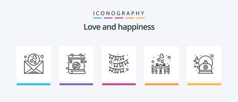 Love Line 5 Icon Pack inklusive Ziel. Liebe. Kaffee. Herz. küssen. kreatives Symboldesign vektor