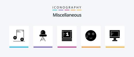 Verschiedenes Glyph 5 Icon Pack inklusive Schule. online. Bildung. Rechner. Schule. kreatives Symboldesign vektor