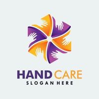 Handpflege-Logo-Design-Vorlage vektor