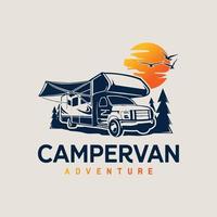 camping bil husbil skåpbil illustration logotyp vektor