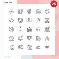 satz von 25 modernen ui-symbolen symbole zeichen für weltraum-alien-bildung ufo-schiff editierbare vektordesign-elemente vektor