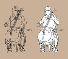 Mädchen mit den Zöpfen spielt Cello vektor