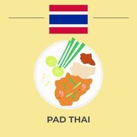 pad thai thailändisches lebensmitteldesign vektor