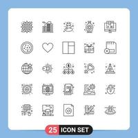 25 användare gränssnitt linje packa av modern tecken och symboler av handla dator bastu låda hobbies redigerbar vektor design element