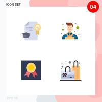 Stock Vector Icon Pack mit 4 Zeilen Zeichen und Symbolen für Cap Frame Award Wall Bag editierbare Vektordesign-Elemente