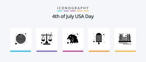 USA Glyph 5 Icon Pack inklusive Tourismus. golden. Vogel. Tor. Eis. kreatives Symboldesign vektor