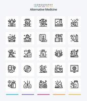 kreative Alternativmedizin 25 Umriss-Icon-Pack wie Medizin. Krankenhaus. Medizin. Behandlung. Medizin vektor