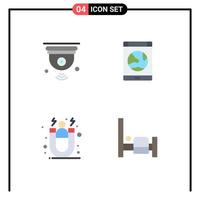 Stock Vector Icon Pack mit 4 Zeilen Zeichen und Symbolen für Kamera Smartphone IoT-Verbindung Kunden editierbare Vektordesign-Elemente