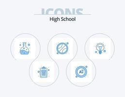 High School Blue Icon Pack 5 Icon-Design. hell. Elektrizität. Chemie. Bildung. Sport vektor