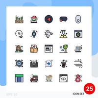 moderner satz von 25 gefüllten linienflachfarben und symbolen wie drahtloser apfelsound fügen bearbeitbare vektordesignelemente hinzu vektor