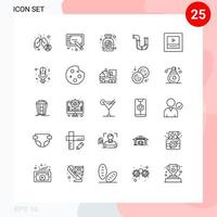 Stock Vector Icon Pack mit 25 Linienzeichen und Symbolen für Layout-Tools Flaschenreparaturrohr editierbare Vektordesign-Elemente