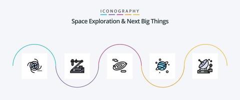 Weltraumforschung und die nächsten großen Dinge, die mit flachen 5-Icon-Paketen gefüllt sind, einschließlich Kommunikation. Platz. medizinisch. Planet. Platz vektor
