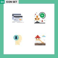 flaches Icon-Paket mit 4 universellen Symbolen für Banking Smart Debit Farmer Head editierbare Vektordesign-Elemente vektor