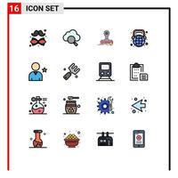 Aktienvektor-Icon-Pack mit 16 Zeilenzeichen und Symbolen für das Lernen von Lieblingsweltstempeln, Bildung, editierbare kreative Vektordesign-Elemente vektor