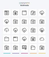 Creative Multimedia 25 Gliederungs-Icon-Pack wie Löschen. Daten. bearbeiten. Wolke. Daten vektor