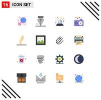 Stock Vektor Icon Pack mit 16 Zeilenzeichen und Symbolen für Finanzen Hand Notfall Almosen Fotografie editierbares Paket mit kreativen Vektordesign-Elementen