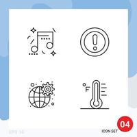 4 kreative Symbole moderne Zeichen und Symbole der Feierausrüstung Partynote Netzwerk editierbare Vektordesign-Elemente vektor