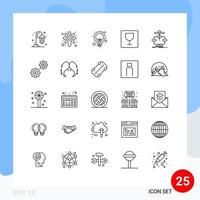 satz von 25 vektorlinien auf raster für diagrammdiagrammlampenalgorithmus lebensmittel editierbare vektordesignelemente vektor