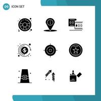 9 kreative Symbole moderne Zeichen und Symbole von Sportschießen Kamera Gewinn Währung editierbare Vektordesign-Elemente vektor
