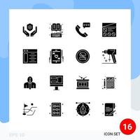 16 thematische Vektor-Solid-Glyphen und editierbare Symbole von ui lo online fi kontaktieren Sie uns editierbare Vektordesign-Elemente vektor