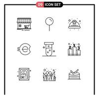 9 kreative Symbole, moderne Zeichen und Symbole von Kryptowährungsmünzen, Pins und Münzen, editierbare Vektordesign-Elemente vektor