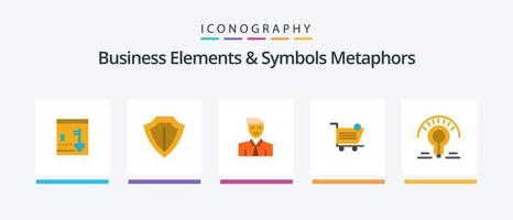 Business-Elemente und Symbole Metaphern Flat 5 Icon Pack inklusive Store. Versand. Mann. Einkaufen. Benutzerbild. kreatives Symboldesign vektor