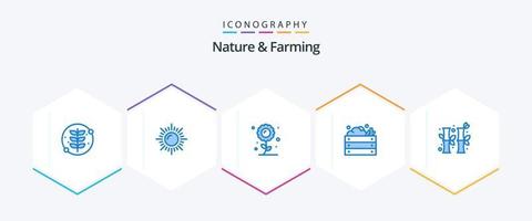 natur och jordbruk 25 blå ikon packa Inklusive Kina. grönsaker. blomma. natur. jordbruk vektor