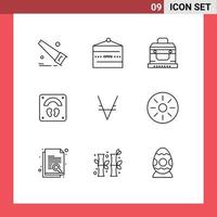 Gruppe von 9 skizziert Zeichen und Symbole für bearbeitbare Vektordesign-Elemente für Coin Wellness Bandit Sports Healthcare vektor