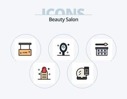 skönhet salong linje fylld ikon packa 5 ikon design. makeover. ansikte kompakt. salong. ansikte bas. spegel vektor