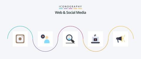 Web- und Social-Media-Flat-5-Icon-Pack einschließlich . seo. Forschung. Marketing. Teilen vektor